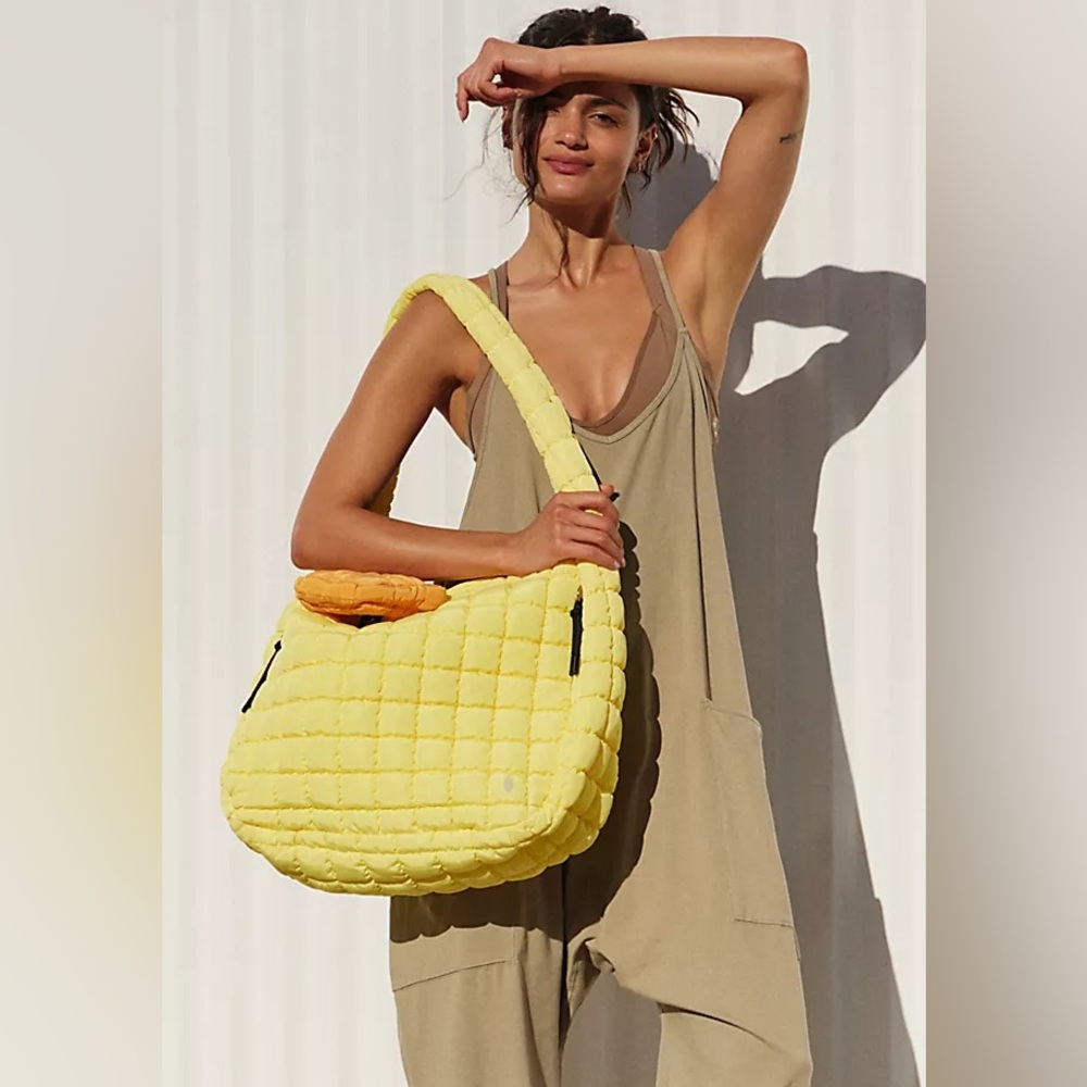 FP MOVEMENT Quilted Carryall Bag Sour Citrus Yellow NWT - Picture 3 of 10